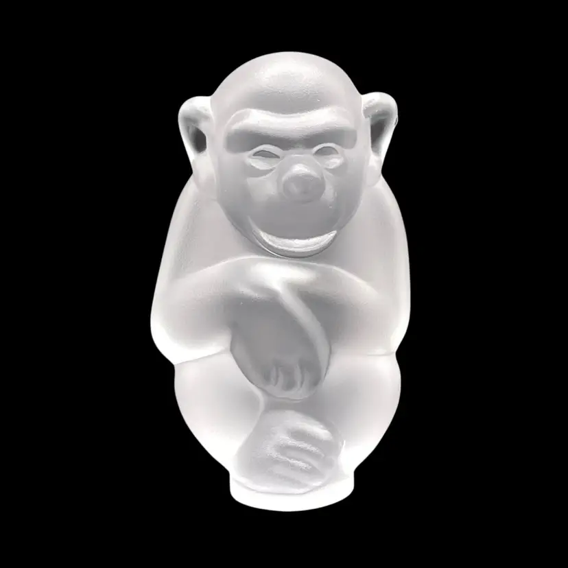 Cristal de Sevres Frosted Lead Crystal Monkey 2"x1.75"x3" Figurine Paperweight