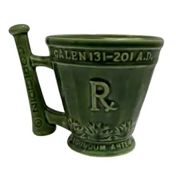 Vintage Schering Medicine Drug Store Ceramic Mug Pharmacy R X Mortar Pestle Store Display