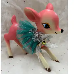 Christmas Kitschy Retro Style Pink Deer