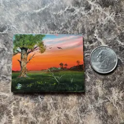 Miniature Oil Painting On Masonite Board Signed By The Artist Free Shipping