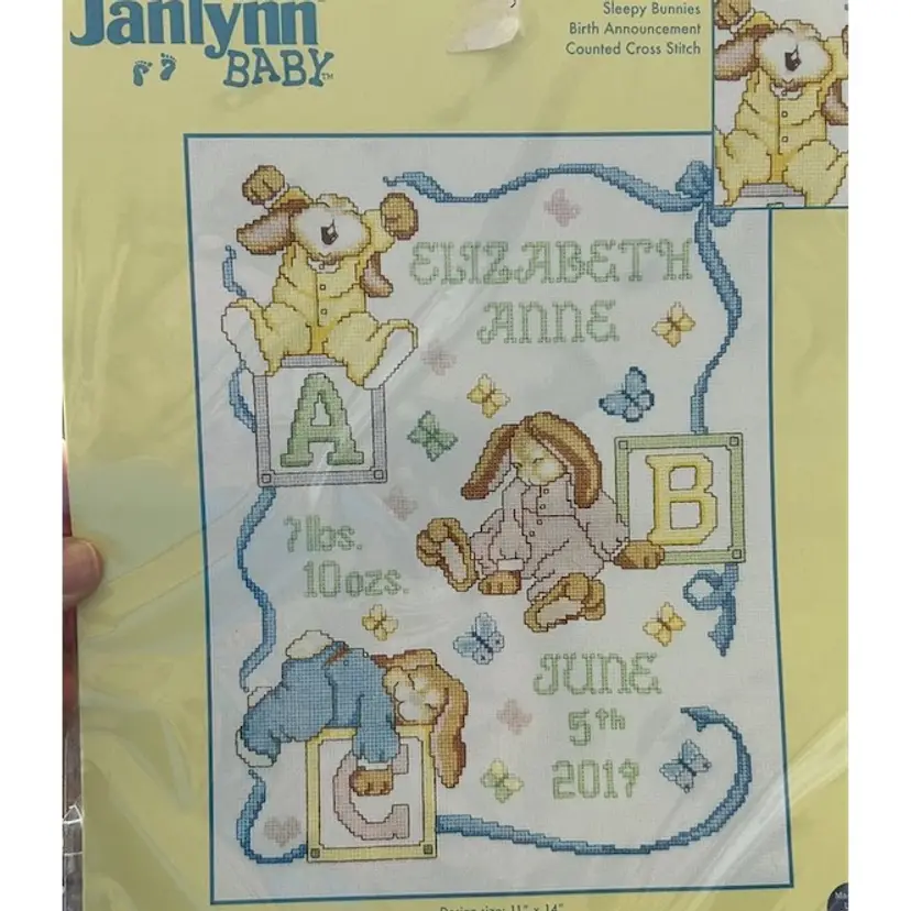 Sleepy Bunnies Sampler Counted Cross Stitch Kit 11"X14" 14 Count