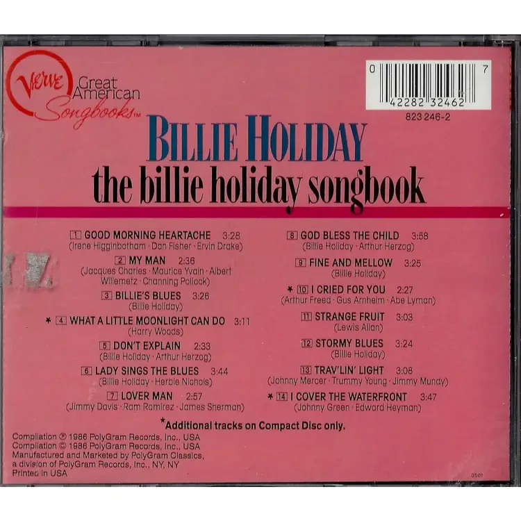 Billie Holiday - The Billie Holiday Songbook CD LIKE NEW