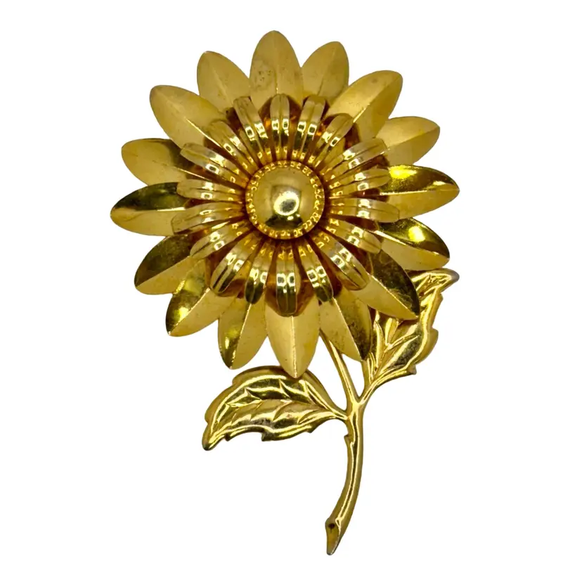 Vintage Gold Toned Large Flower Daisy Sunflower 4”