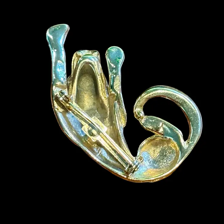 Gold Tone & Black Tiger Brooch 2”