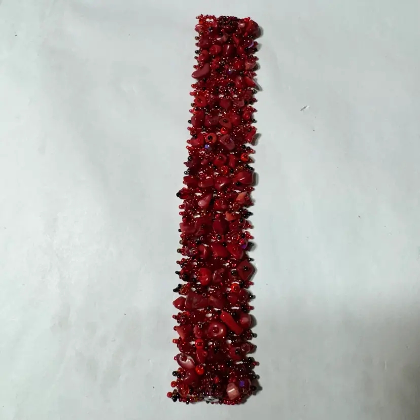 #15. Magnetic Seed Beads W/ Coral Chips 7.25” Long