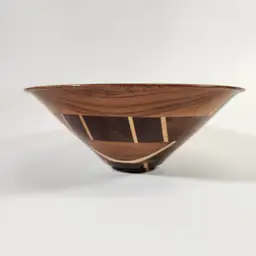 Hand Made Segmented Wood Bowl w Inlay Artist Signed Groom and Dated OOAK Turned