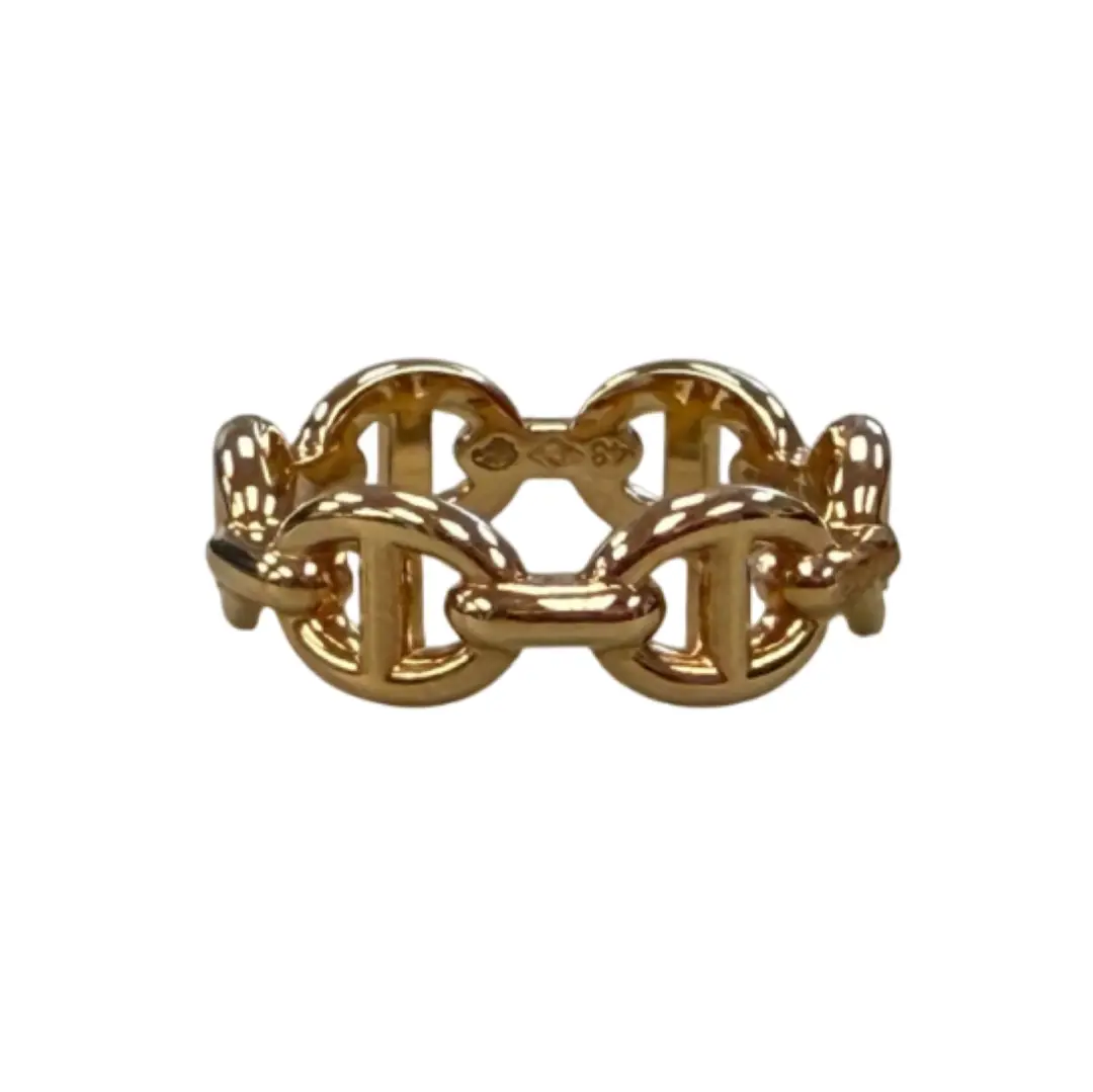 Hermes Rose Gold Chaine D’Ancre Enchainee Ring PM 48 (Size 4.5)