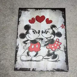 Artissimo Disney Mickey loves Minnie big Hearts Picture Print Canvas Wall Art
