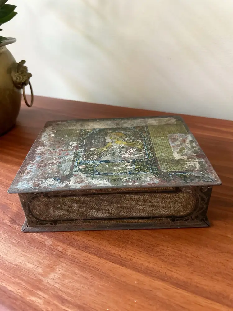 Vintage Old Very Distressed Tin Box