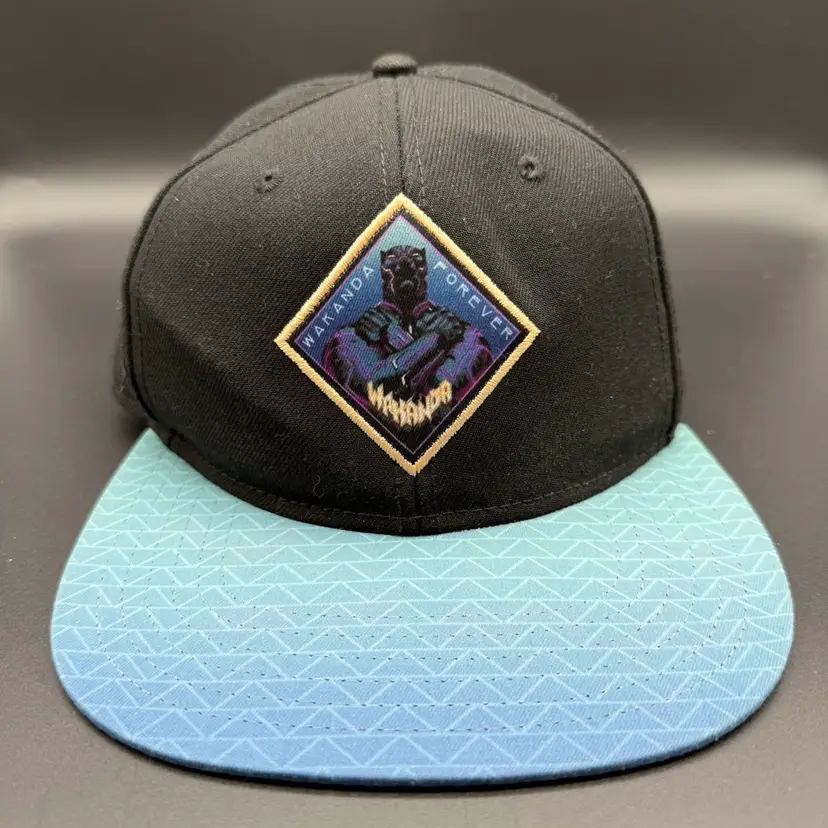 Marvel Black Panther Hat Cap Wakanda Forever Flat Bill Snapback Black Blue Comic