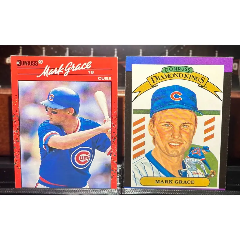 Mark Grace Chicago Cubs lot: 1989 Donruss Diamond King & 1990 Donruss Variation