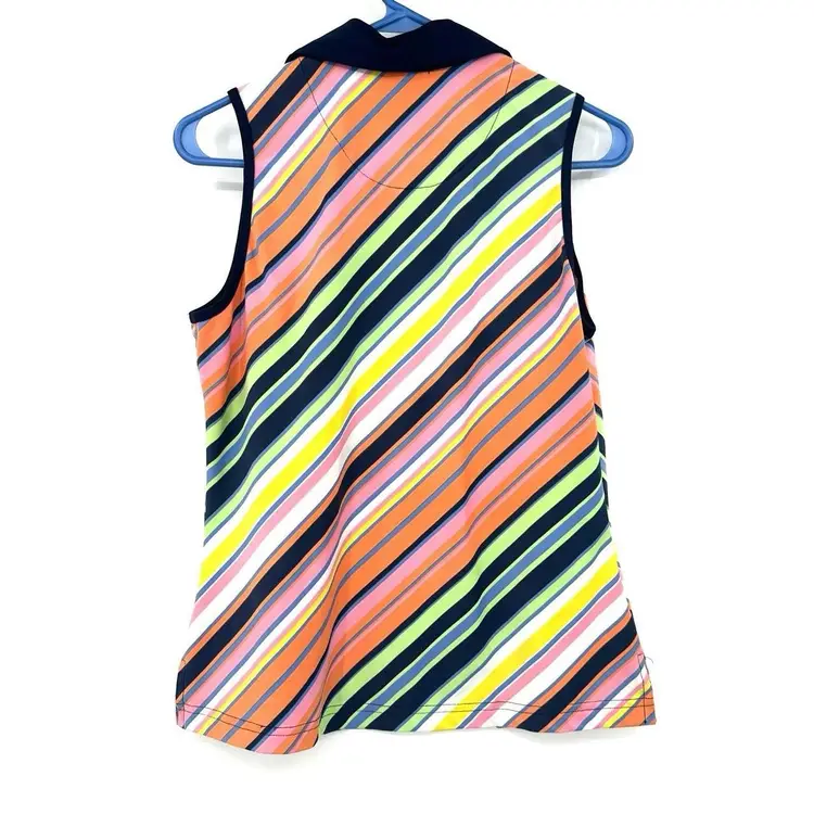 Bette & Court Size Medium Blouse Multicolor Stripe Sleeveless Polo Tank Preppy