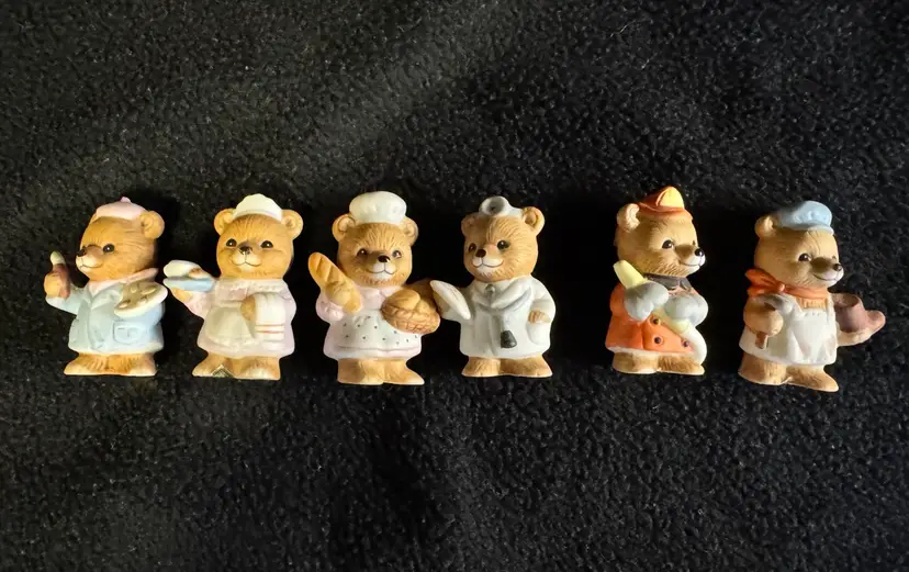 (6) Vintage Homeco Teddy Bears Collection #8820 Artist Fireman Chef Shoemaker