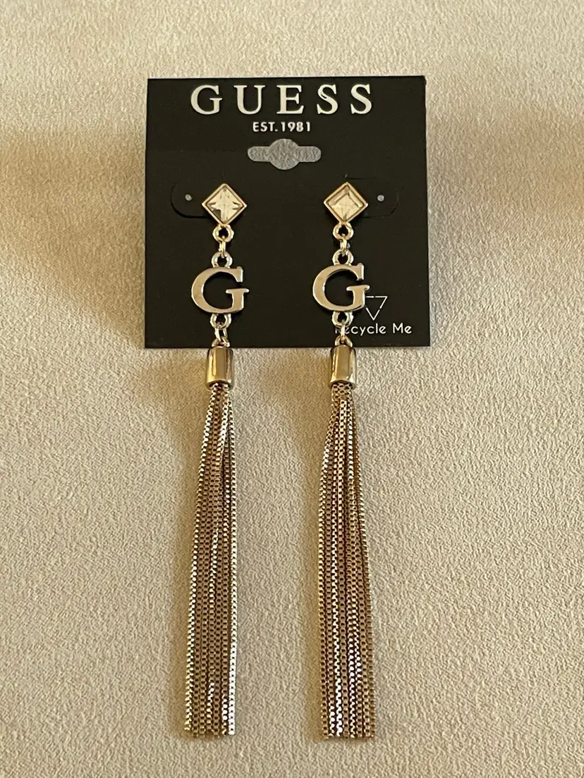 Guess Gold Dangle Tassel Earrings