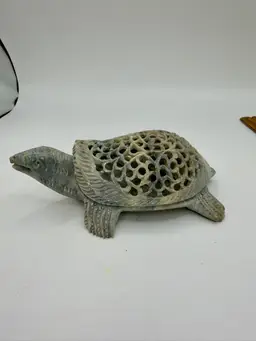 Soapstone Open Work Turtle 6”W*