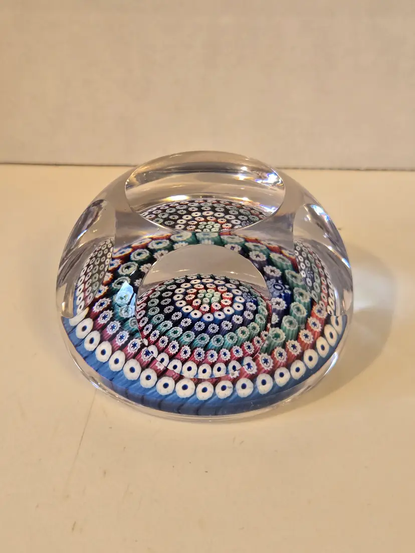 Whitefriars Milefiori Faceted Art Glass Paperweight
