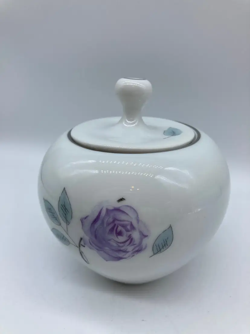 Johann Haviland Purple Rose Platinum Trim Bavaria China Sugar, Vintage, collectible