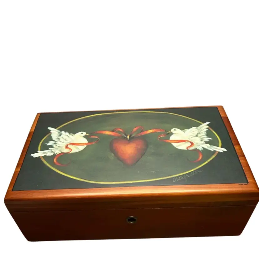 Vintage Lane Cedar Box With Pair Of Doves Artwork By Patty Butters
@9x4 1/2x3 1/2