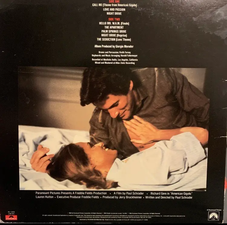 American Gigolo Original Motion Picture Soundtrack (Polydor - PD-1-6259) 1980 LP