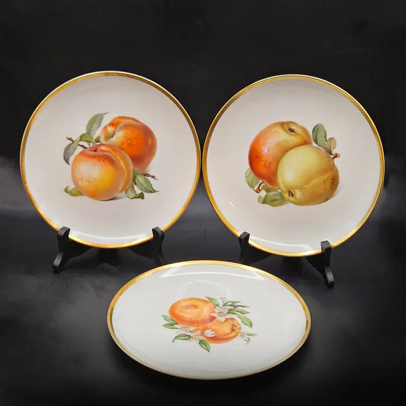 Hutschenreuther Selb Pasco Fruit Plates Set of 3 Germany Bavaria Vintage
