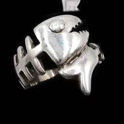 Vintage Bone Fish Skeleton Sterling Band Ring Size 7 1/2