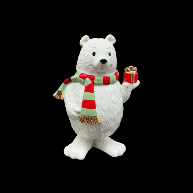 Lenox Holiday Bobbles Polar Bear With Scarf Christmas Bobble Head Figurine