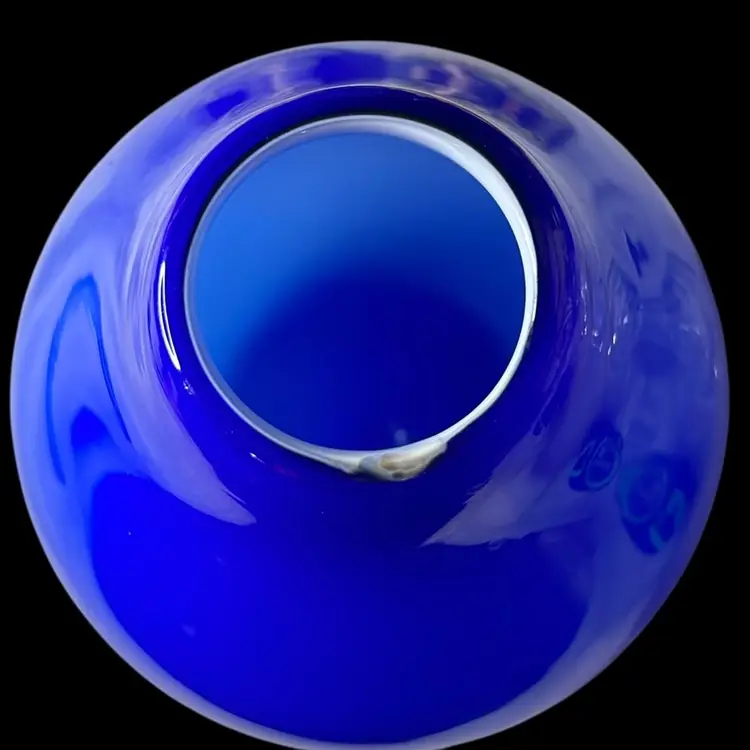 Vintage Modernist Blue Glass Cased Vase: 5.5”x6.5x5.5”