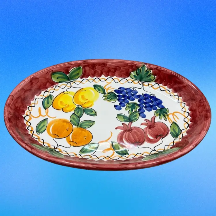 Italian Stoneware Pottery Platter Hand Painted 10.5 x 7