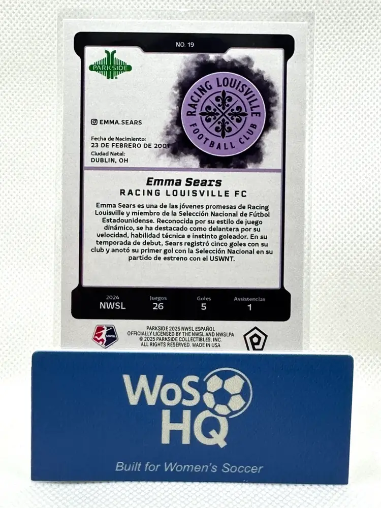 Emma Sears  /25 Red 2025 Parkside NWSL Espanol Delantera Racing Louisville