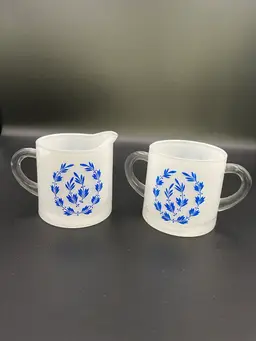 Vintage Bartlett Collins Blue Holiday Sugar & Creamer