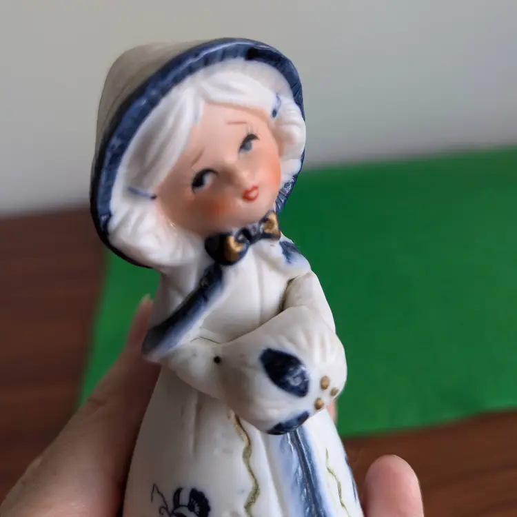 Royal Majestic Bells By Jasco Hand Painted Bisque Porcelain Girl with Dog 1980