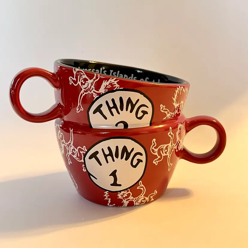 Dr. Seuss Thing 1 & 2 Stacked Coffee Mug Cup Universal's Islands of Adventures