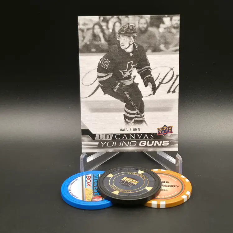 Matej Blumel YG 2022-23 Upper Deck Extended Series Hockey Young Guns Canvas Insert Black and White SP Variant Card #364 - Dallas Stars