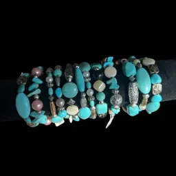 Turquoise Howlite Beaded Stretch Bracelets Lot Of 12 NOS