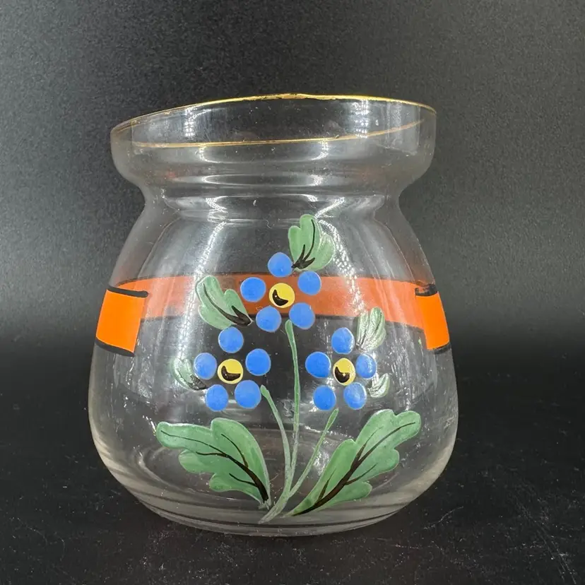 Hand Painted Orange Stripe Glass Jar