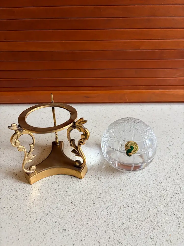 Crystal Globe On Brass Stand