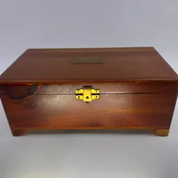 Vintage Wooden Cedar Jewelry Trinket Box