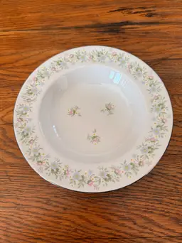 Vintage Johann Haviland Forever Spring Soup Bowl | Bavaria Germany Floral Rim Bowl | 8 Inch Pastel Flowers Mid Century Porcelain