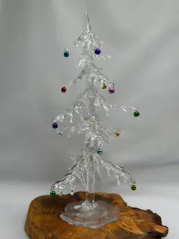 Whimsical Lucite / Acrylic Tree W Bell Ornaments #Christmas