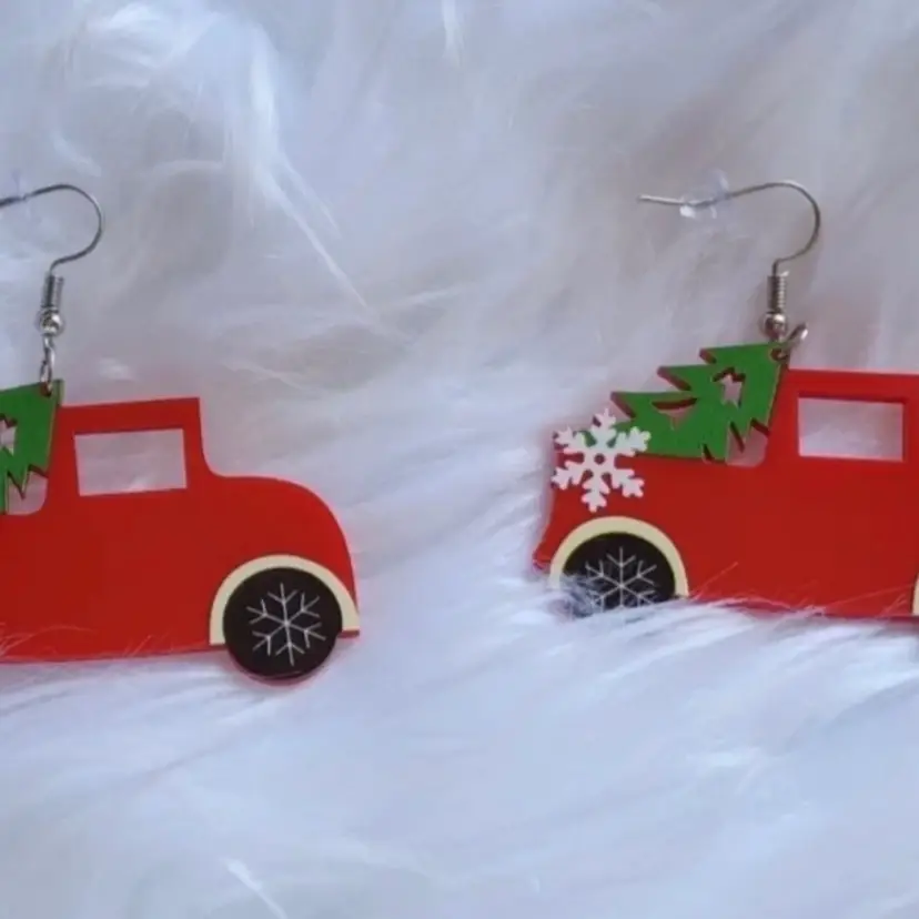 Vintage Christmas Truck Earrings