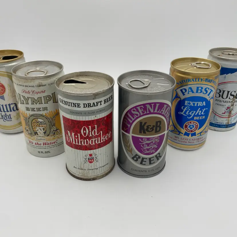 Collectible Beer Can Bundle - Vintage Mixed Brand Six Pack #12 - 1970's-1990's