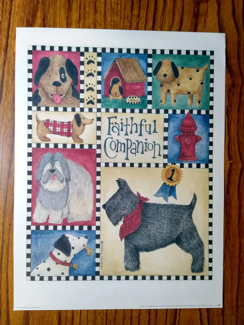 Debbie Mumm Faithful Companions Print Art Dog Poster Country Folk Art 6014