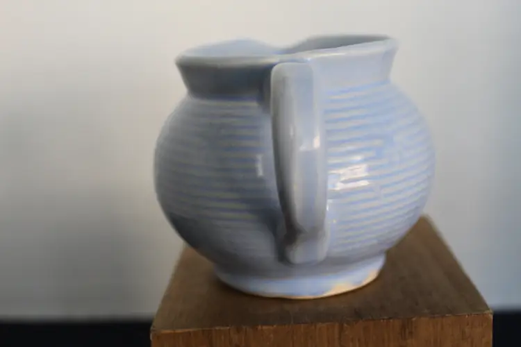 Vintage Shawnee Miniature Turquoise Blue Atomic Snowflake Pitcher Creamer