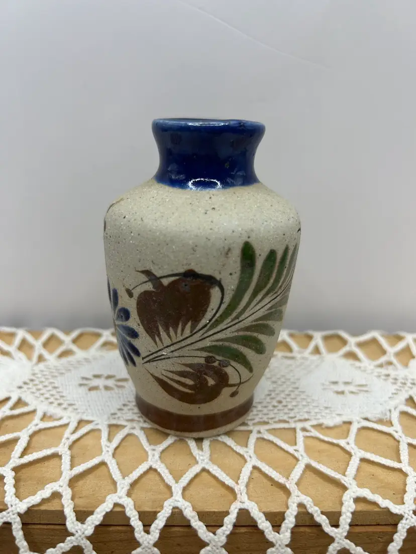 Tonala Mexican Vase 3 1/2 X 2 1/4 some discoloration as indicated in photo