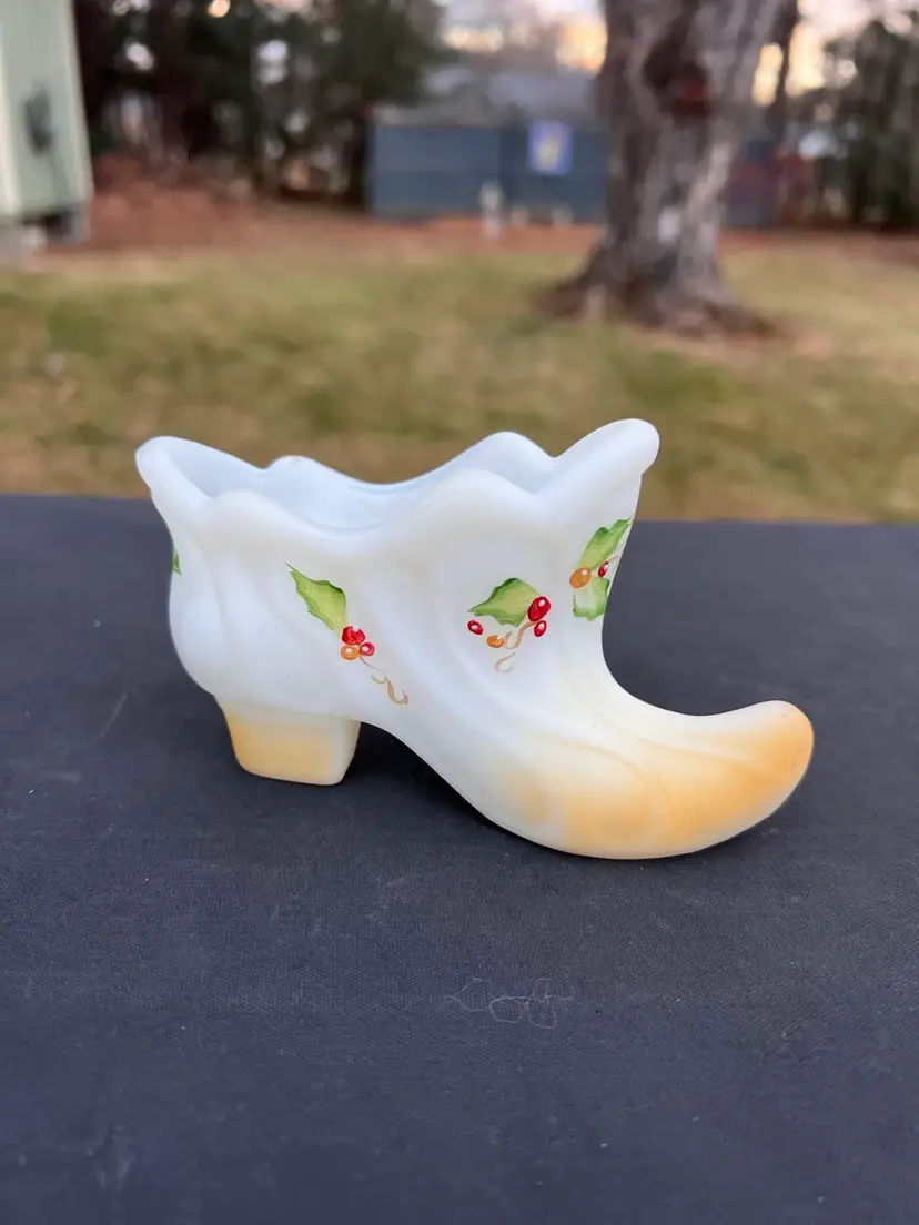 Fenton Satin Glass Slipper Shoe