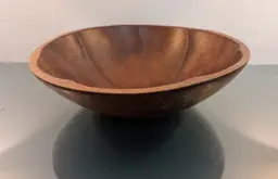 Decorative Hand Turned 14” Wood Bowl Rustic Farmhouse Dough Centerpiece