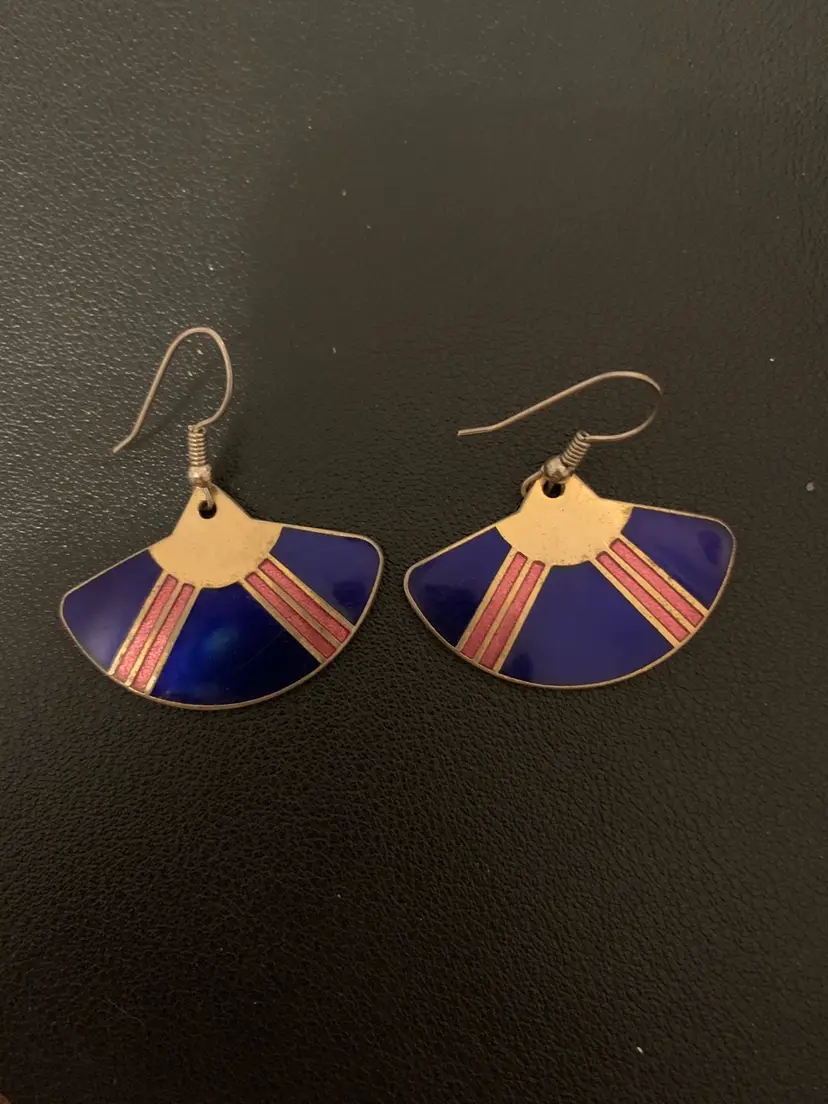 Gold Tone Enamel Earrings