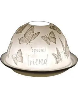 2 x Cello Porcelain Tealight Holder
Dome - Special Friend Butterfly Design with 3D Projection & Loving Message for Scented Unscented Tealights