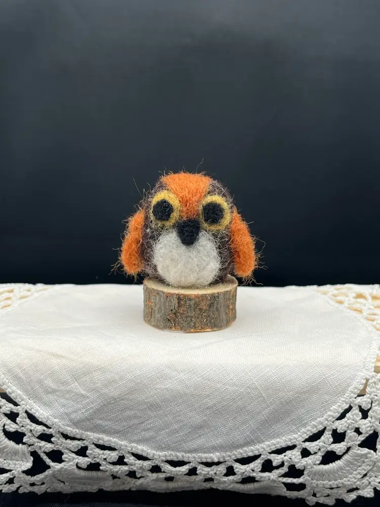 Made By Me Needle Felted Little Brown Owl 2” X 2”