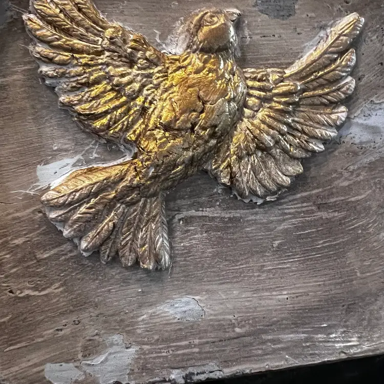 Made By Me Upcycled Vintage Wood Slice Bread Farmhouse Primitive Bird Chippy Napkin Holder Hand Painted Distressed Rustic Table Top Decor